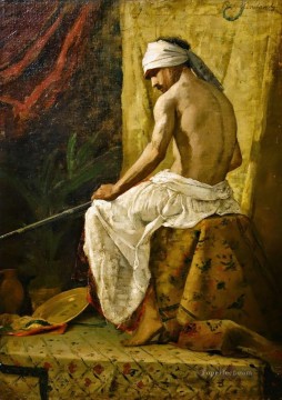 Jean Joseph Benjamín Constant Painting - Un árabe sentado Jean Joseph Benjamin Constant orientalista